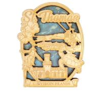St. Thomas U.S. Virgin Islands Laser Cut Magnet, Wooden Island Travel Souvenir, Fridge Accessory, 2.75 x 3.5 Inches