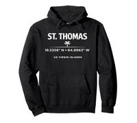 St Thomas USVI Coordinates Travel Design Pullover Hoodie