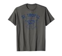 St. Tropez France Yacht Club Coordinates Navy Aged Print T-Shirt
