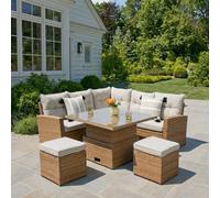 St. Tropez Garden Corner Sofa With Rising Table Brown Grey 6 Seats
