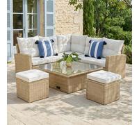 St. Tropez Garden Corner Sofa With Rising Table Natural White 6 Seats