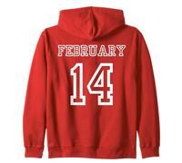 St. Valentines Day February 14th Varsity Typography Minimal Zip Hoodie