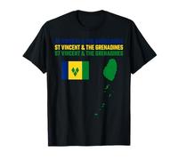 St. Vincent and the Grenadines map with flag in flag colors T-Shirt