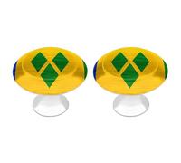 St. Vincent and The Grenadines Wood Flag 1 Pair Cabinet Knobs Stylish Round Pulls for Kitchen Dressers Cupboard Closets