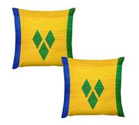 St. Vincent And The Grenadines Wood Flag 2 Pack Cozy Plush Pillowcase Soft Throw Pillow Covers Decorative for Couch Bed Office