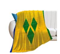 St. Vincent And The Grenadines Wood Flag 250GSM Flannel Throws Blanket Lightweight Warm Fleece Knee Blankets for Bed Sofa 40"*50" （100 * 130cm）