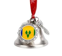 St. Vincent And The Grenadines Wood Flag Christmas Bell & Sleigh Bells Xmas Tree Decorative Hanging Ornaments for Holiday Home Party Wing Bell