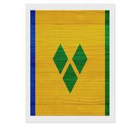 St. Vincent and The Grenadines Wood Flag Diamond 5D Painting Kits for Adult Beginners Round Full Drill DIY Wall Art Craft Decor Gift 12"x16"