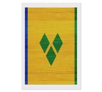 St. Vincent and The Grenadines Wood Flag Diamond 5D Painting Kits for Adult Beginners Round Full Drill DIY Wall Art Craft Decor Gift 8"x12"