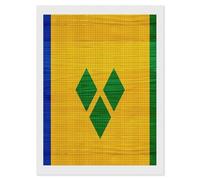 St. Vincent and The Grenadines Wood Flag Diamond 5D Painting Kits for Adult Beginners Square Full Drill DIY Wall Art Craft Decor Gift 12"x16"