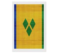 St. Vincent and The Grenadines Wood Flag Diamond 5D Painting Kits for Adult Beginners Square Full Drill DIY Wall Art Craft Decor Gift 8"x12"