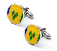 St. Vincent And The Grenadines Wood Flag Elegant Men’s Cufflinks Lightweight Alloy Cuff Links Clothing Accessories for Shirts Formal 2.0cm