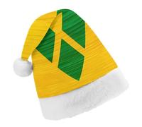 St. Vincent And The Grenadines Wood Flag Santa Hat Christmas Holiday Party Headwear for Adults Soft Velvet Festive Costume Accessory Adult