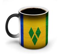 St. Vincent and The Grenadines Wood Flag Stylish Heat Sensitive Coffee Mug with Handle 12 Oz Ceramic Color Changing Cups