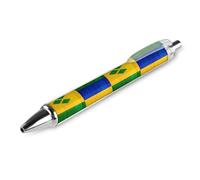 St. Vincent And The Grenadines Wood Flag Stylish Retractable Ballpoint Pen 0.5mm Fine Roller Black Inks for Diary Pens
