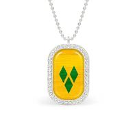 St. Vincent And The Grenadines Wood Flag Women's Necklaces Lightweight Alloy Pendant Diamond Necklace Ladies Jewelry Gift