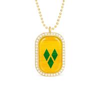 St. Vincent And The Grenadines Wood Flag Women's Necklaces Lightweight Alloy Pendant Diamond Necklace Ladies Jewelry Gift