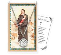 St Vincent De Paul Necklace,with St Vincent Holy Card, Lord's Prayer Card,St Vincent De Paul Medal Jewelry,Catholic Patron Saint of Charitable Societies, Volunteers, Hospital, Pewter, No Gemstone