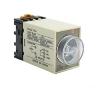ST3PF De-energization Delay Controller DC24V AC220V Time Relay | Precise Timing Adjustment, Dual Voltage Compatibility, Robust Construction, 9x4x5cm Compact Size, Includes Base