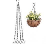 ST4U Hanging Baskets Chains 1pc 4 Leads Hanging Chains Flower Pot Hanger Replacement Plant Hangers for Planters and Lanterns , Black, 15.75 inch