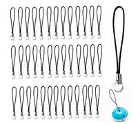 ST4U Split Ring Strap 50pcs Phone Charm Cords Cellphone Lariat Lanyard Lanyard for Diy Craft Phone Usb Flash Drive Keyring, Black, 2.36 inch