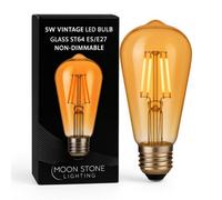 St64 Vintage Led Bulbs 5W (40W Equivalent) - Warm White 2700K, Amber Glass, E27 Screw Cap - Pack Of 2 - Moonstone Lighting