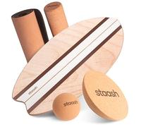 STAASH Balance Board Set with Roller, Cork Disc, Ball & Mat - Wobble Board | Cork roller, cork hemisphere, massage ball · non-slip surface · 150 kg · surf, ski, fitness, yoga, rehab