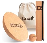STAASH® Cork Balance Disc Ø30 cm - Natural Cork Half-Sphere Balance Trainer for Yoga, Fitness, Pilates, Physiotherapy & Board Sports - Single, Pair or Complete Kit (Complete Kit)