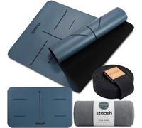 STAASH Premium Yoga Set - Yoga Mat Made of PU & Natural Rubber + Microfibre Towel + Yoga Strap + Hand Pad - Ultra Grip, Environmentally Friendly & Studio Quality for Sophisticated Yogis (Deep Ocean)