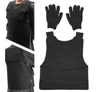 Stab Proof Vest, 50 * 58cm Adjustable shoulder straps and waist straps, Armour Vest with removable inner, Pockets and Gloves, Protection Level: 24 Joules of Kinetic Energy