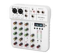 STAB udio Mixer Portable 4 Channel, Sound Board Mixing Console with Bluetooth USB 48V Phantom Power and 3.5mm mic input. Dj Mixer with Sound Card Recording for Pc Podcast and Live Streaming.