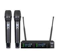 STABCL Professional Dual Wireless Microphones System Auto Scan, UHF 2X100 Channel Metal Wireless Microphone for Singing, Dj, Church, Karaoke, Handheld Vocal Dynamic Cordless Mic Long Range 300Ft