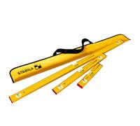 STABILA Pro Set 80 AS 4-Piece Spirit Level Set: 120 cm / 60 cm / 30 cm / Bag, Reinforced Aluminium Profile, Integrated Non-Slip Stopper, Made in