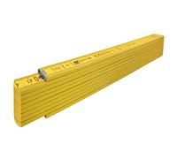 STABILA Folding Rule Type 407, 2 m, Yellow, Metric Scale, Angle Function, PEFC Certified Wood, Sheet Steel Joints with Integrated Steel Spring