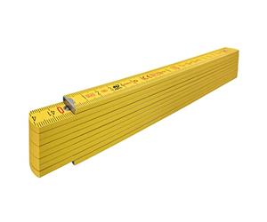 STABILA Folding Rule Type 407, 2 m, Yellow, Metric Scale, Angle Function, PEFC Certified Wood, Sheet Steel Joints with Integrated Steel Spring