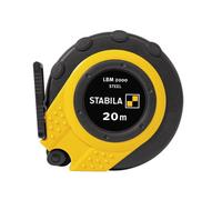 Stabila Capsule Tape Measure LBM 2000 Steel, 20 m, Steel Measuring Tape with Metric Scale and Nylon Wrap Coating, Universal Hook, Shatterproof Capsule, MID Accuracy, black/yellow