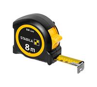 STABILA Pocket Tape Measure BM 100 8m Tape Measure with Metric 1000 Scale Shatterproof ABS Housing, Movable Initial Hook, Belt Clip, MID Accuracy
