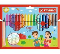 STABILO Cappi Felt Tip Pen with Cap Ring Assorted Colours (Wallet 18)