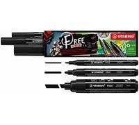STABILO Acrylic Marker FREE Acrylic - Mixed Tip Set of 3 - Black