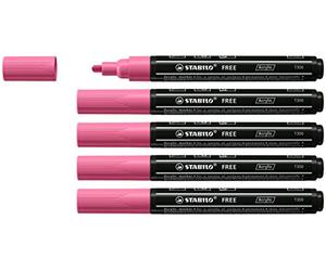 STABILO Acrylic Marker FREE Acrylic - T300 2-3 mm Bullet Tip - Box of 5 - Taffy Pink