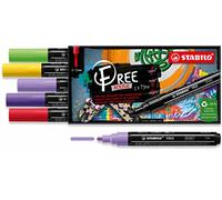 STABILO Acrylic Marker FREE Acrylic - T300 2-3 mm Bullet Tip Vibrant - Wallet of 5 - Assorted colours