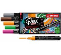 STABILO Acrylic Marker FREE Acrylic - T300 2-3 mm Bullet Tip Vintage - Wallet of 5 - Assorted colours