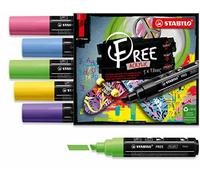 STABILO Acrylic Marker FREE Acrylic - T800C 4-10 mm Bullet Tip - Seaside - Wallet of 5 - Assorted colours