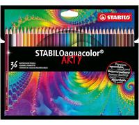 STABILO aquacolor - Aquarellable Colouring Pencil - ARTY - Pack of 36 - Assorted Colours