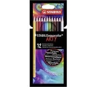 STABILO Aquacolor ARTY Watercolour Colouring Pencils Pack of 12 with 12 Colours (Assorted)