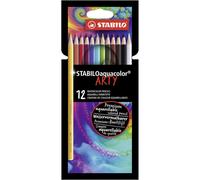 STABILO Aquacolor - Aquarellable Colouring Pencil - ARTY - Pack of 12 - Assorted Colours
