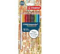 STABILO aquacolor NatureCOLORS - Aquarellable Colouring Pencil - Pack of 12 - Assorted Colours