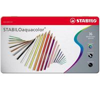 Stabilo Aquacolor Watercolour Pencils - 36 Colour Metal Tin