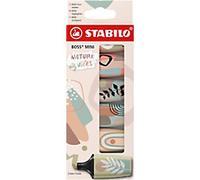 STABILO Highlighter BOSS MINI Naturevibes – Broad Chisel 5 mm – Pack of 6 Assorted Colours