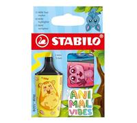 STABILO BOSS MINI Animal Vibes - Highlighter - Pack of 3 - Assorted Colours